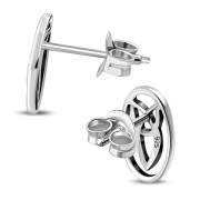 Oval Large Trinity Stud Silver Earrings, ep282